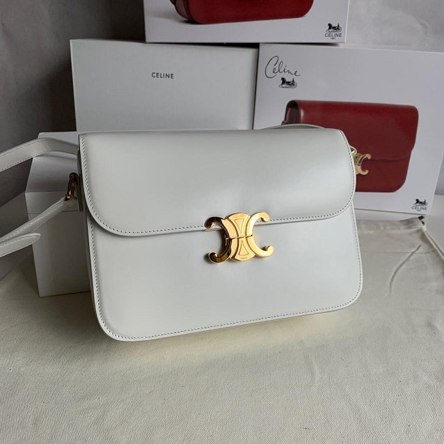 2019 Celine original calfskin large triomphe bag 187353 white