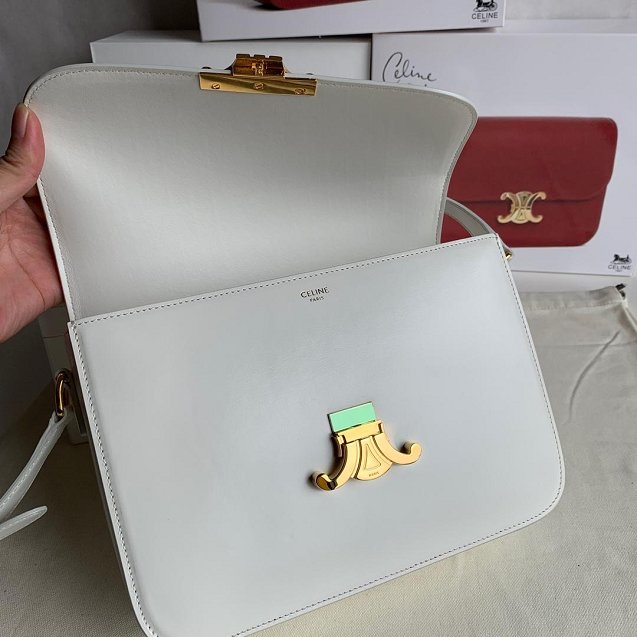 2019 Celine original calfskin large triomphe bag 187353 white