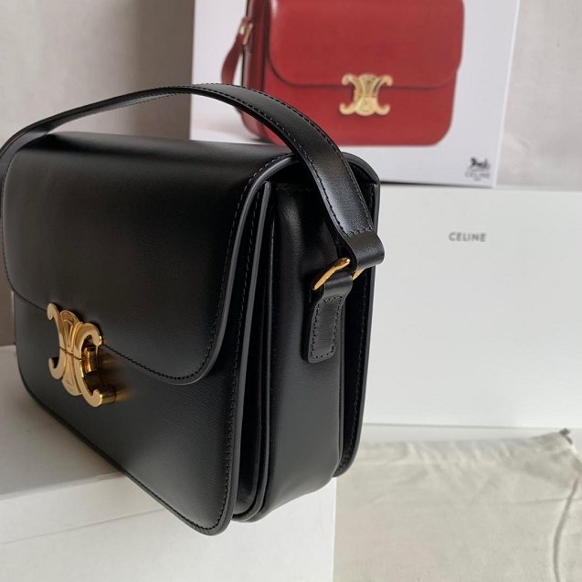 2019 Celine original calfskin medium triomphe bag 187363 black