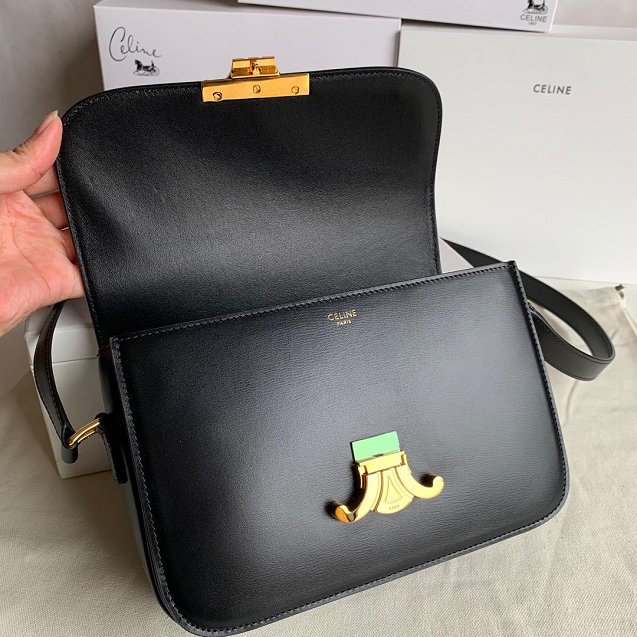 2019 Celine original calfskin medium triomphe bag 187363 black