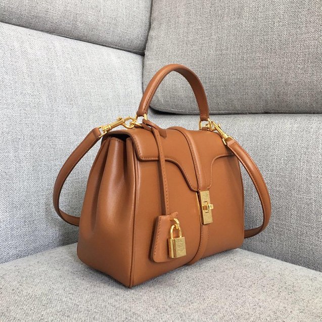 celine original smooth calfskin small 16 bag 188003 camel