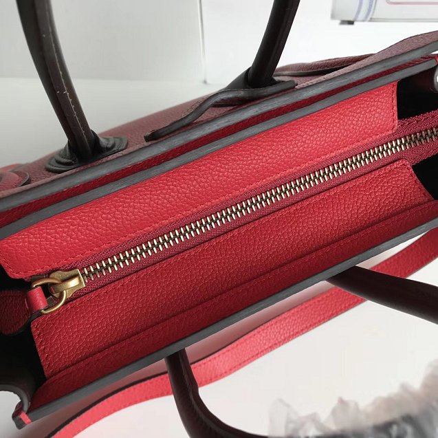 Celine original calfskin nano luggage bag 189243 red&black