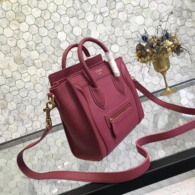 Celine original grained calfskin nano luggage bag 189243 bordeaux