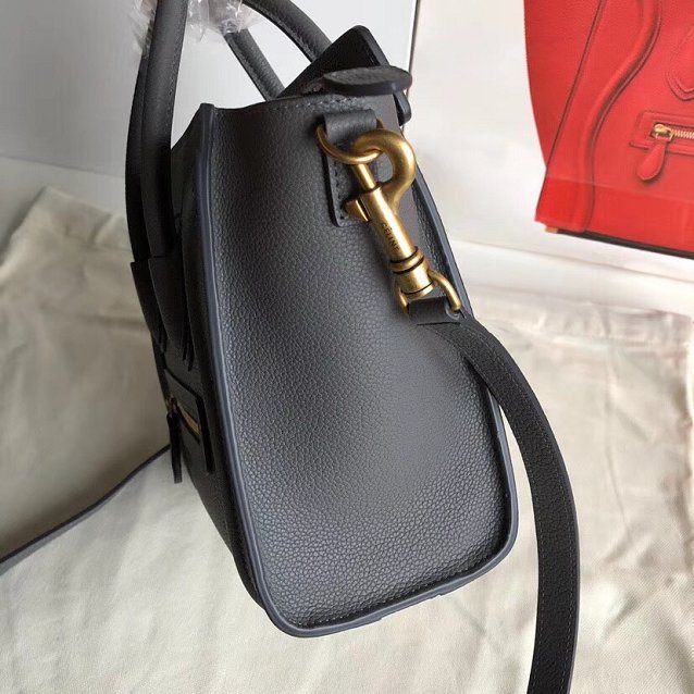 Celine original grained calfskin nano luggage bag 189243 dark grey