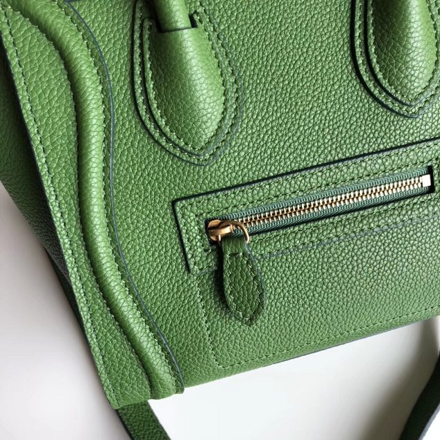 Celine original grained calfskin nano luggage bag 189243 green