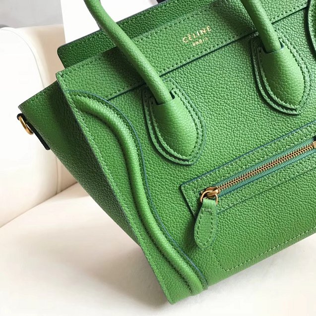 Celine original grained calfskin nano luggage bag 189243 light green