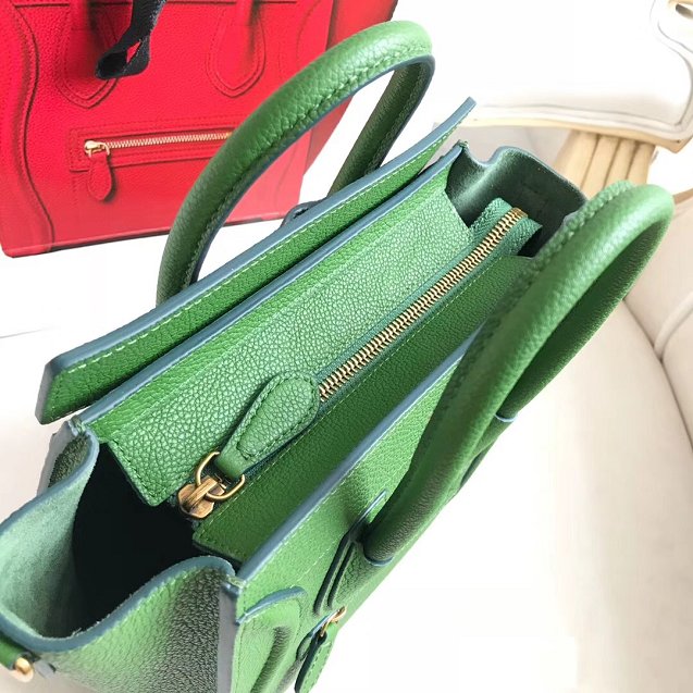 Celine original grained calfskin nano luggage bag 189243 light green