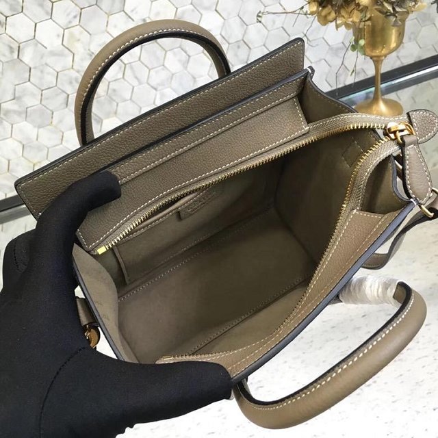 Celine original grained calfskin nano luggage bag 189243 grey