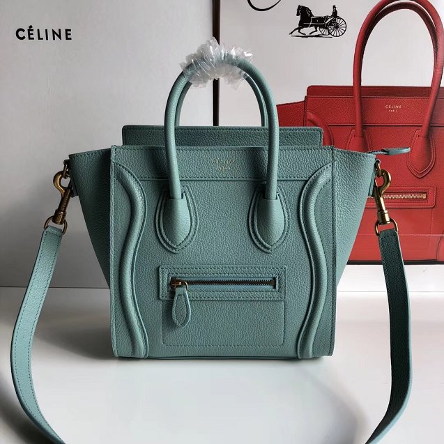 Celine original grained calfskin nano luggage bag 189243 lake blue