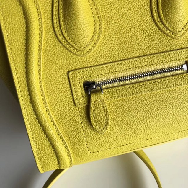 Celine original grained calfskin nano luggage bag 189243 lemon yellow