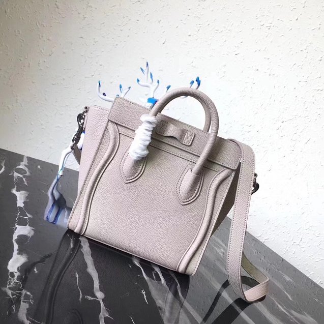 Celine original grained calfskin nano luggage bag 189243 light grey