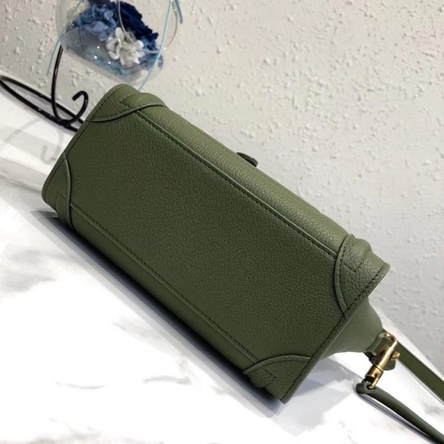 Celine original grained calfskin nano luggage bag 189243 olive