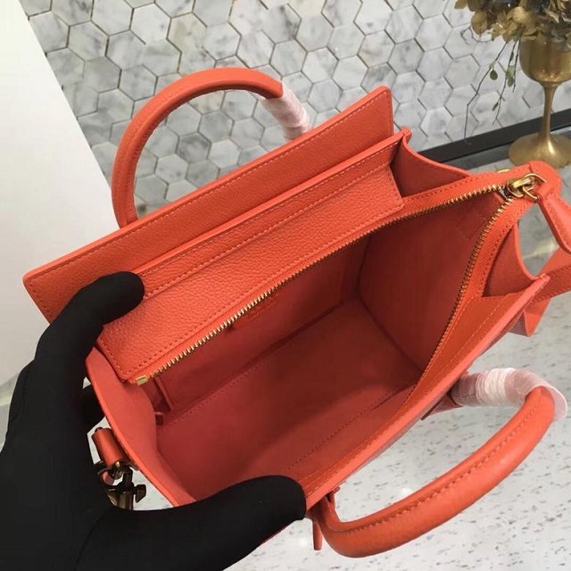 Celine original grained calfskin nano luggage bag 189243 orange