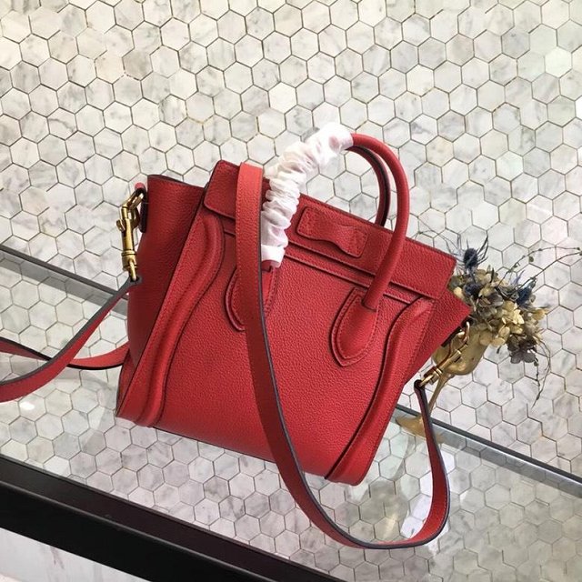 Celine original grained calfskin nano luggage bag 189243 red