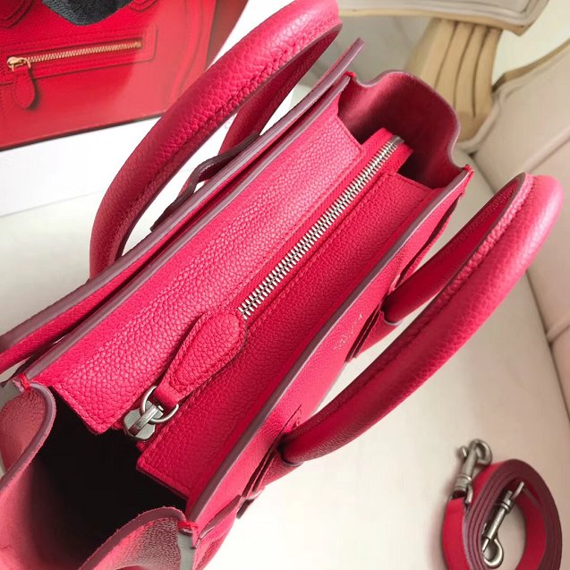 Celine original grained calfskin nano luggage bag 189243 rose red