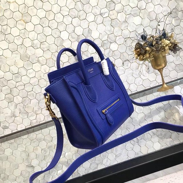 Celine original grained calfskin nano luggage bag 189243 royal blue