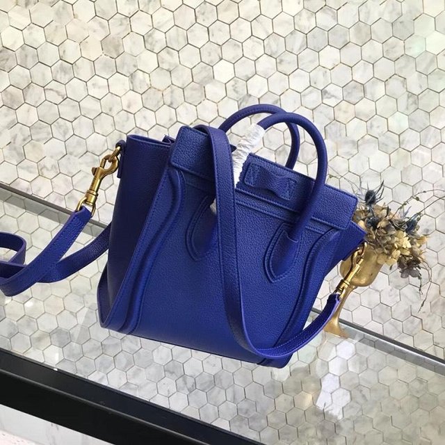 Celine original grained calfskin nano luggage bag 189243 royal blue