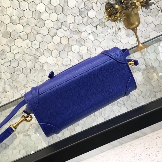 Celine original grained calfskin nano luggage bag 189243 royal blue