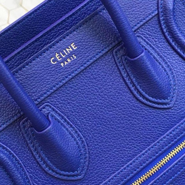 Celine original grained calfskin nano luggage bag 189243 royal blue