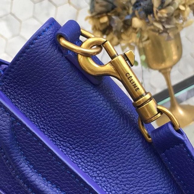 Celine original grained calfskin nano luggage bag 189243 royal blue