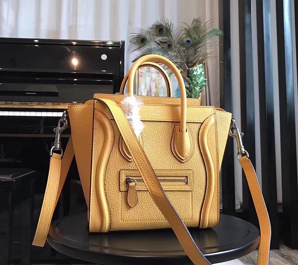 Celine original grained calfskin nano luggage bag 189243 yellow