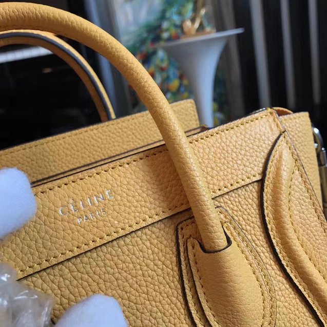 Celine original grained calfskin nano luggage bag 189243 yellow