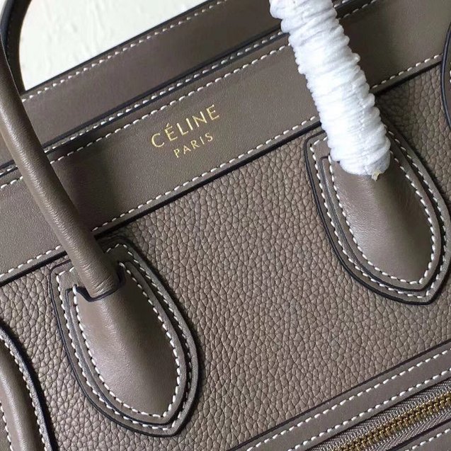 Celine original grained&smooth calfskin nano luggage bag 189243 grey