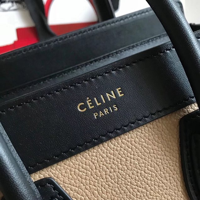 Celine original calfskin nano luggage bag 189243 apricot&black&green