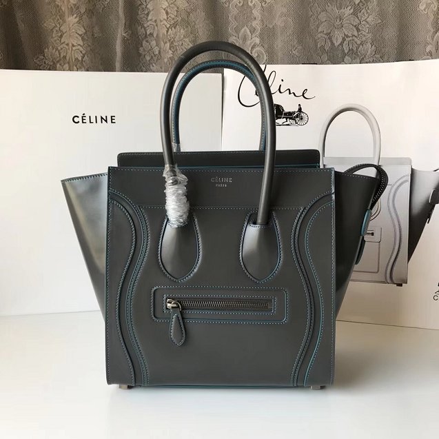 Celine original smooth calfskin micro luggage handbag 189793 olive