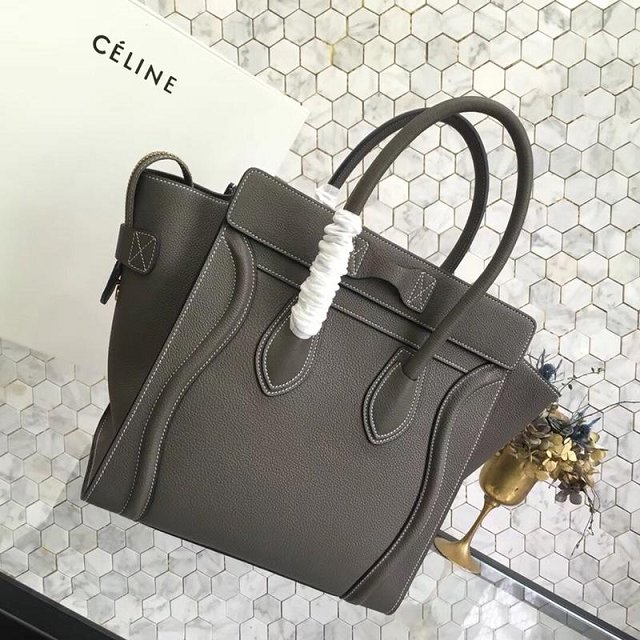 Celine original grained calfskin micro luggage handbag 189793 dark grey