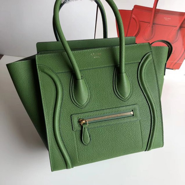 Celine original grained calfskin micro luggage handbag 189793 green