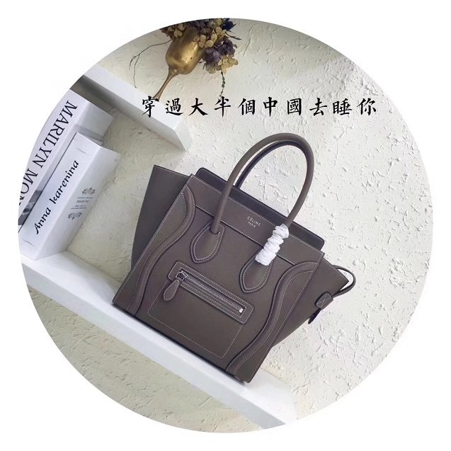 Celine original grained calfskin micro luggage handbag 189793 grey