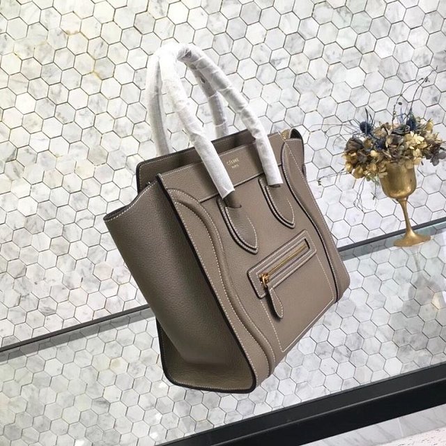 Celine original grained calfskin micro luggage handbag 189793 grey