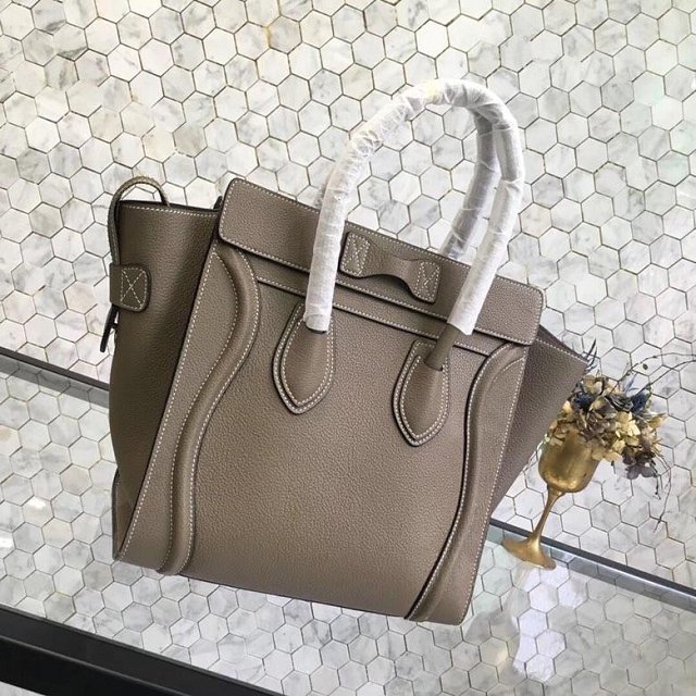 Celine original grained calfskin micro luggage handbag 189793 grey