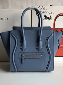 Celine original grained calfskin micro luggage handbag 189793 light blue