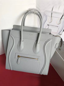 Celine original grained calfskin micro luggage handbag 189793 light grey