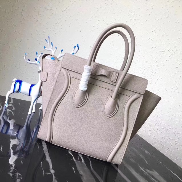 Celine original grained calfskin micro luggage handbag 189793 light grey