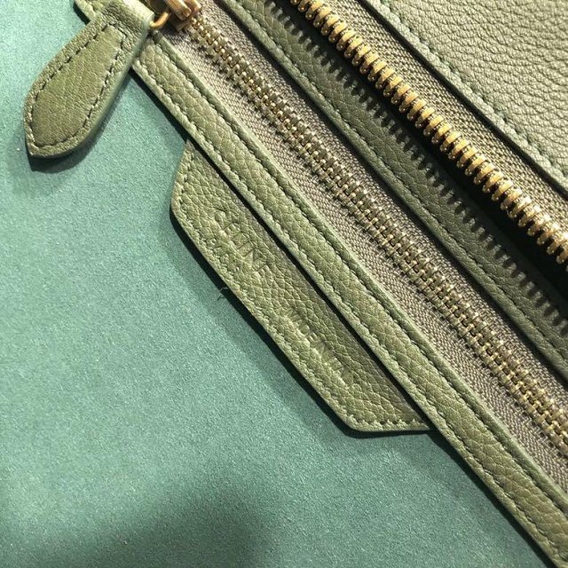 Celine original grained calfskin micro luggage handbag 189793 olive