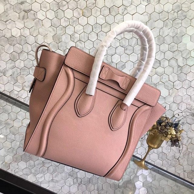 Celine original grained calfskin micro luggage handbag 189793 pink