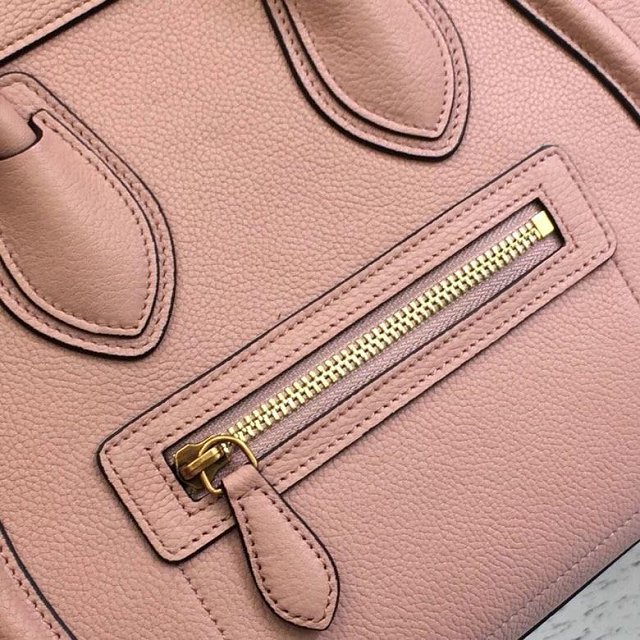 Celine original grained calfskin micro luggage handbag 189793 pink