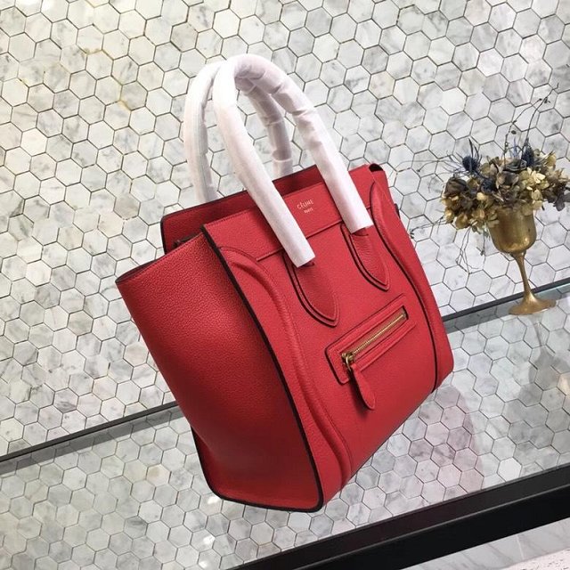 Celine original grained calfskin micro luggage handbag 189793 red