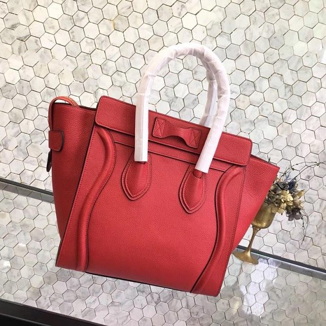 Celine original grained calfskin micro luggage handbag 189793 red