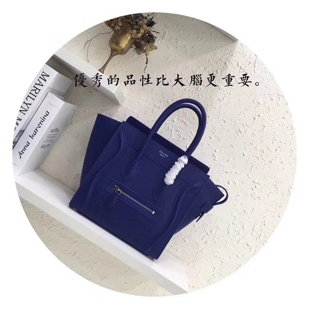 Celine original grained calfskin micro luggage handbag 189793 royal blue