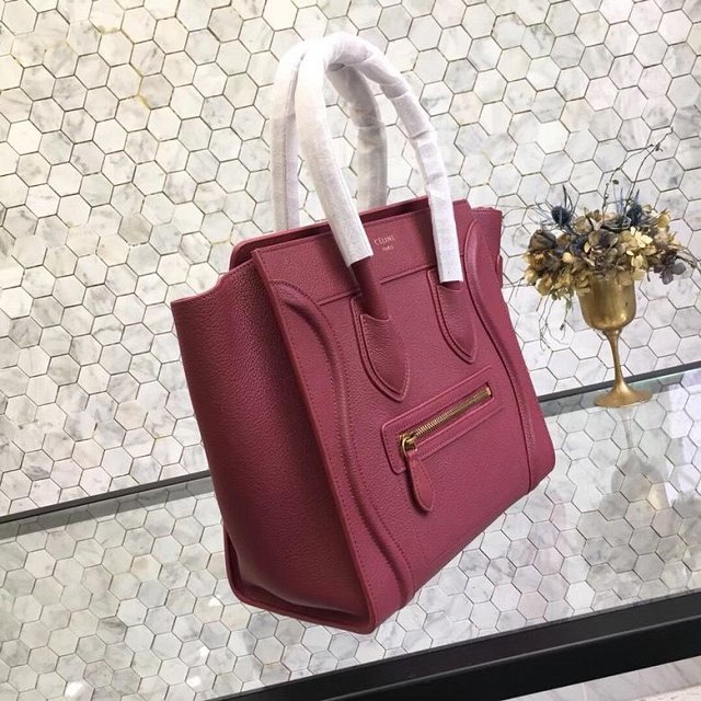 Celine original grained calfskin micro luggage handbag 189793 wine red