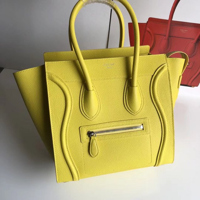 Celine original grained calfskin micro luggage handbag 189793 yellow