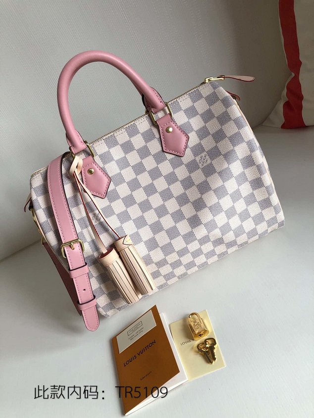 Louis vuitton original damier azur speedy 30 N44367 pink