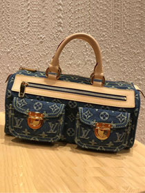 Louis vuitton original denim tote bag M44462 blue