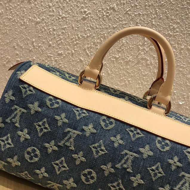 Louis vuitton original denim tote bag M44462 blue