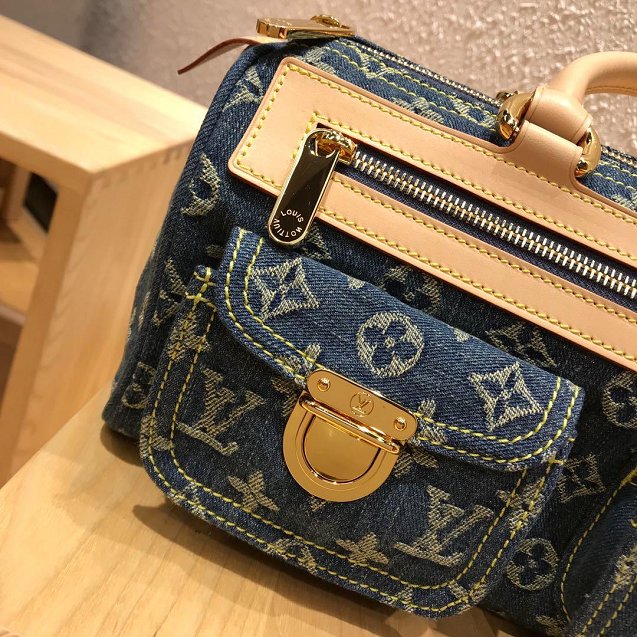 Louis vuitton original denim tote bag M44462 blue