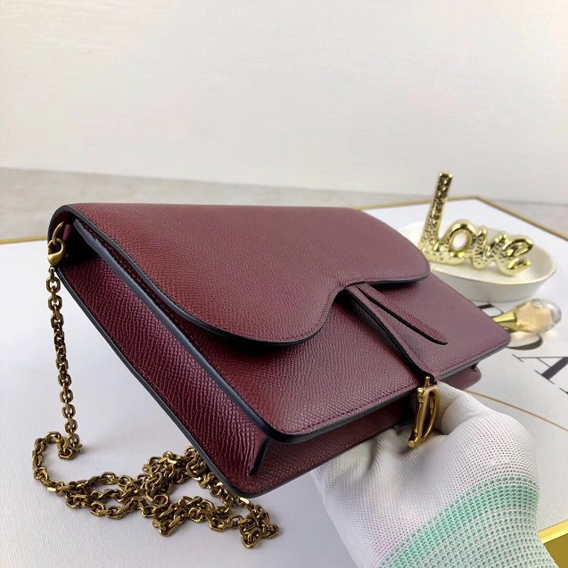 2019 Dior original calfskin large Saddle Wallet S5620 burgundy